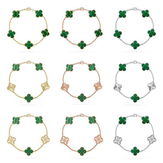 [Bling Jewelrys ] CLOVER 5 MOTIF MALACHITE BRACELET COLLECTION