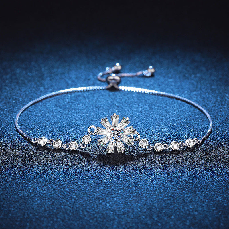 [Bling Jewelrys]RADIANT ICY CRYSTAL SUNFLOWER MOISSANITE BRACELET
