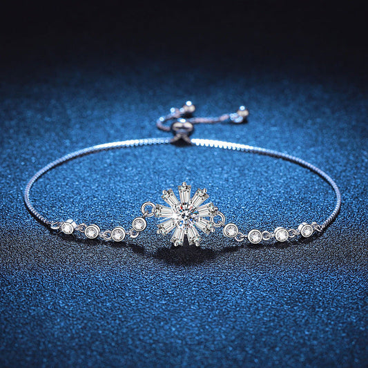 [Bling Jewelrys]RADIANT ICY CRYSTAL SUNFLOWER MOISSANITE BRACELET
