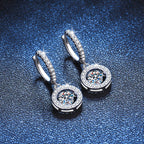 [Bling Jewelrys]DANCING MOISSANITE HALO DROP HOOP EARRINGS