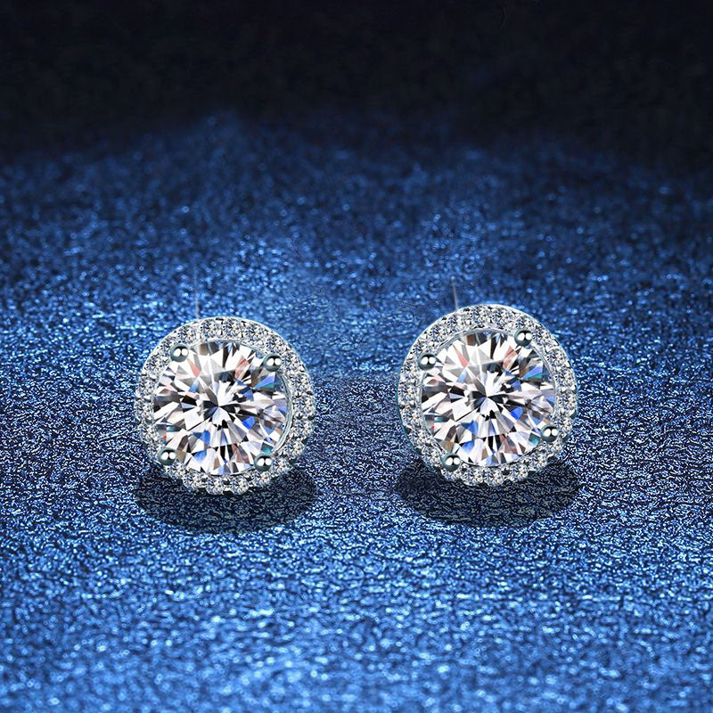 [Bling Jewelrys]CLASSIC 4-PRONG ROUND MOISSANITE STUD EARRINGS