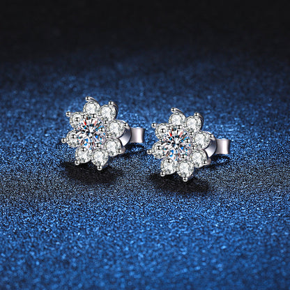 [Bling Jewelrys]RADIANT SUNFLOWER MOISSANITE STUD EARRINGS