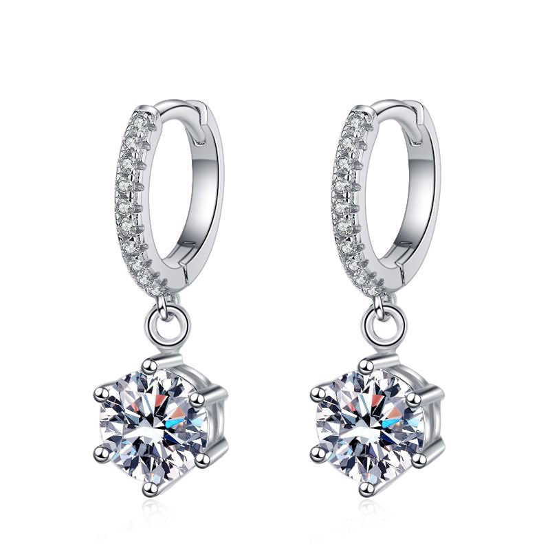 [Bling Jewelrys]CLASSIC 6-PRONG MOISSANITE DROP EARRINGS