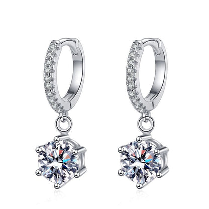 [Bling Jewelrys]CLASSIC 6-PRONG MOISSANITE DROP EARRINGS