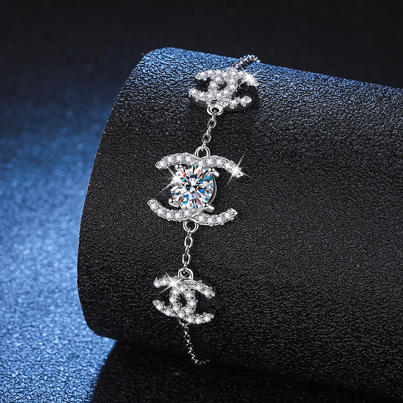 [Bling Jewelrys]CLASSIC INTERLOCKING MOISSANITE BRACELET