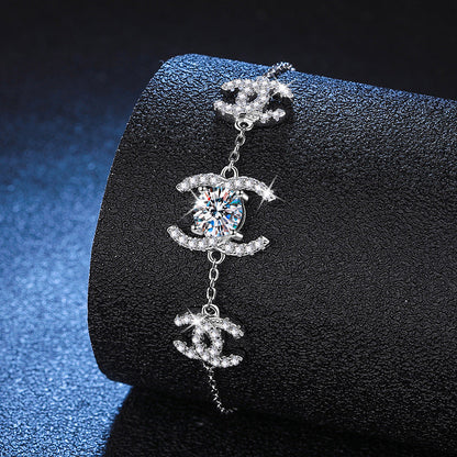 [Bling Jewelrys]CLASSIC INTERLOCKING MOISSANITE BRACELET