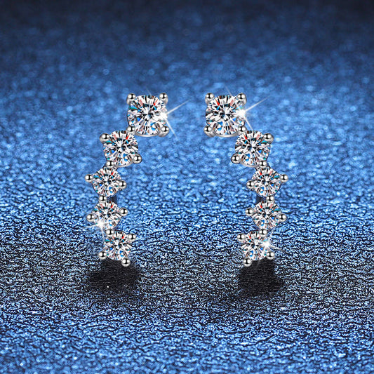 [Bling Jewelrys]SPARKLING SMILE ARC MOISSANITE STUD EARRINGS