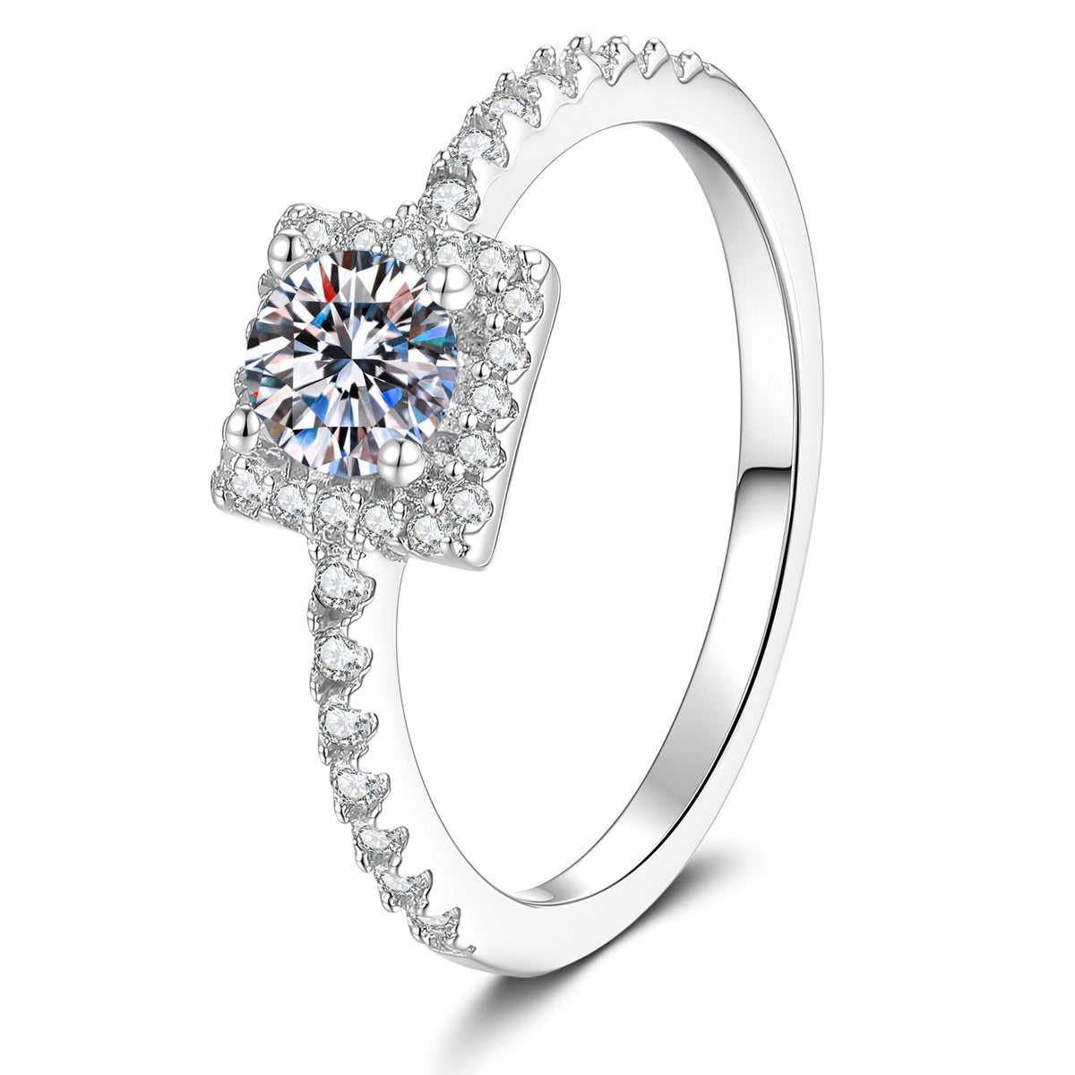 [Bling Jewelrys]DAINTY SUGAR-CUBE MOISSANITE RING