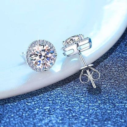 [Bling Jewelrys]CLASSIC 4-PRONG ROUND MOISSANITE STUD EARRINGS