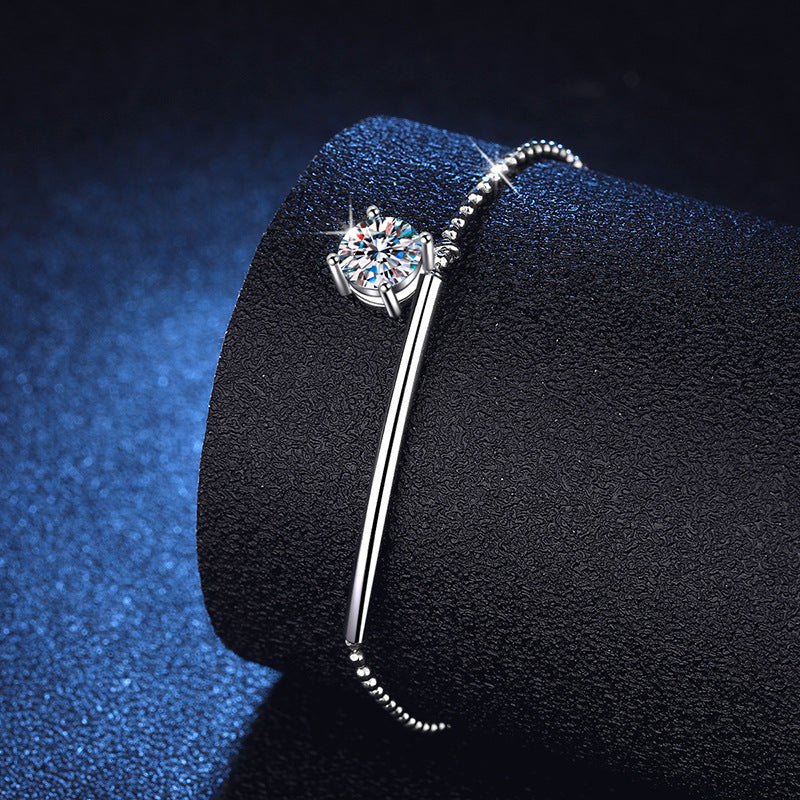 [Bling Jewelrys]ELEGANT HALF-MOON CURVE MOISSANITE BRACELET