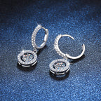 [Bling Jewelrys]DANCING MOISSANITE HALO DROP HOOP EARRINGS