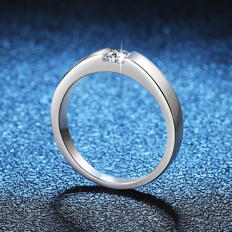 [Bling Jewelrys]SLEEK MINIMALIST COUPLE'S MOISSANITE RING