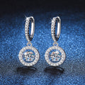 [Bling Jewelrys]DANCING MOISSANITE HALO DROP HOOP EARRINGS