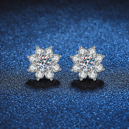 [Bling Jewelrys]RADIANT SUNFLOWER MOISSANITE STUD EARRINGS