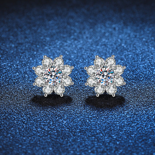 [Bling Jewelrys]RADIANT SUNFLOWER MOISSANITE STUD EARRINGS