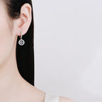 [Bling Jewelrys]DANCING MOISSANITE HALO DROP HOOP EARRINGS
