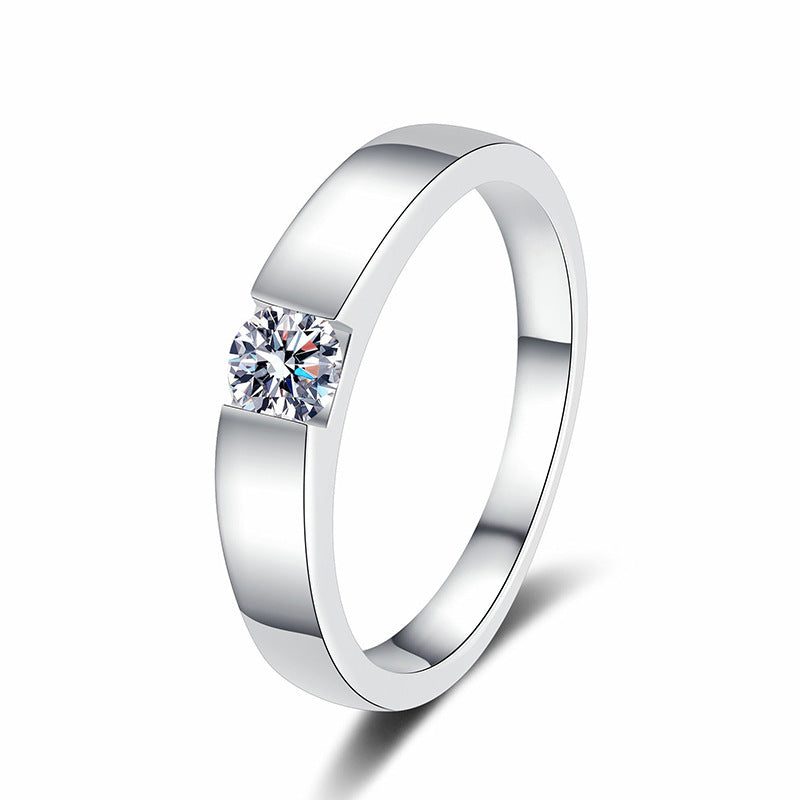 [Bling Jewelrys]SLEEK MINIMALIST COUPLE'S MOISSANITE RING