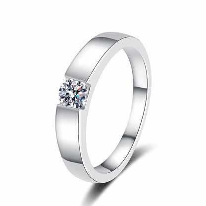 [Bling Jewelrys]SLEEK MINIMALIST COUPLE'S MOISSANITE RING