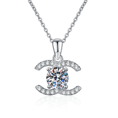[Bling Jewelrys]CLASSIC INTERLOCKING MOISSANITE PENDANT NECKLACE