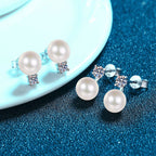 [Bling Jewelrys]ELEGANT NATURAL PEARL & MOISSANITE DROP EARRINGS