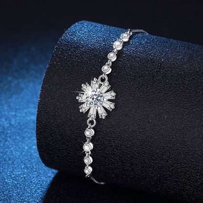 [Bling Jewelrys]RADIANT ICY CRYSTAL SUNFLOWER MOISSANITE BRACELET