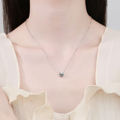[Bling Jewelrys]CLASSIC FOUR-PRONG SOLITAIRE MOISSANITE NECKLACE