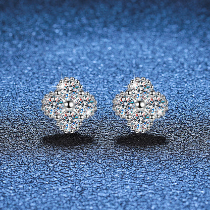 [Bling Jewelrys]ELEGANT FOUR-LEAF CLOVER MOISSANITE STUD EARRINGS