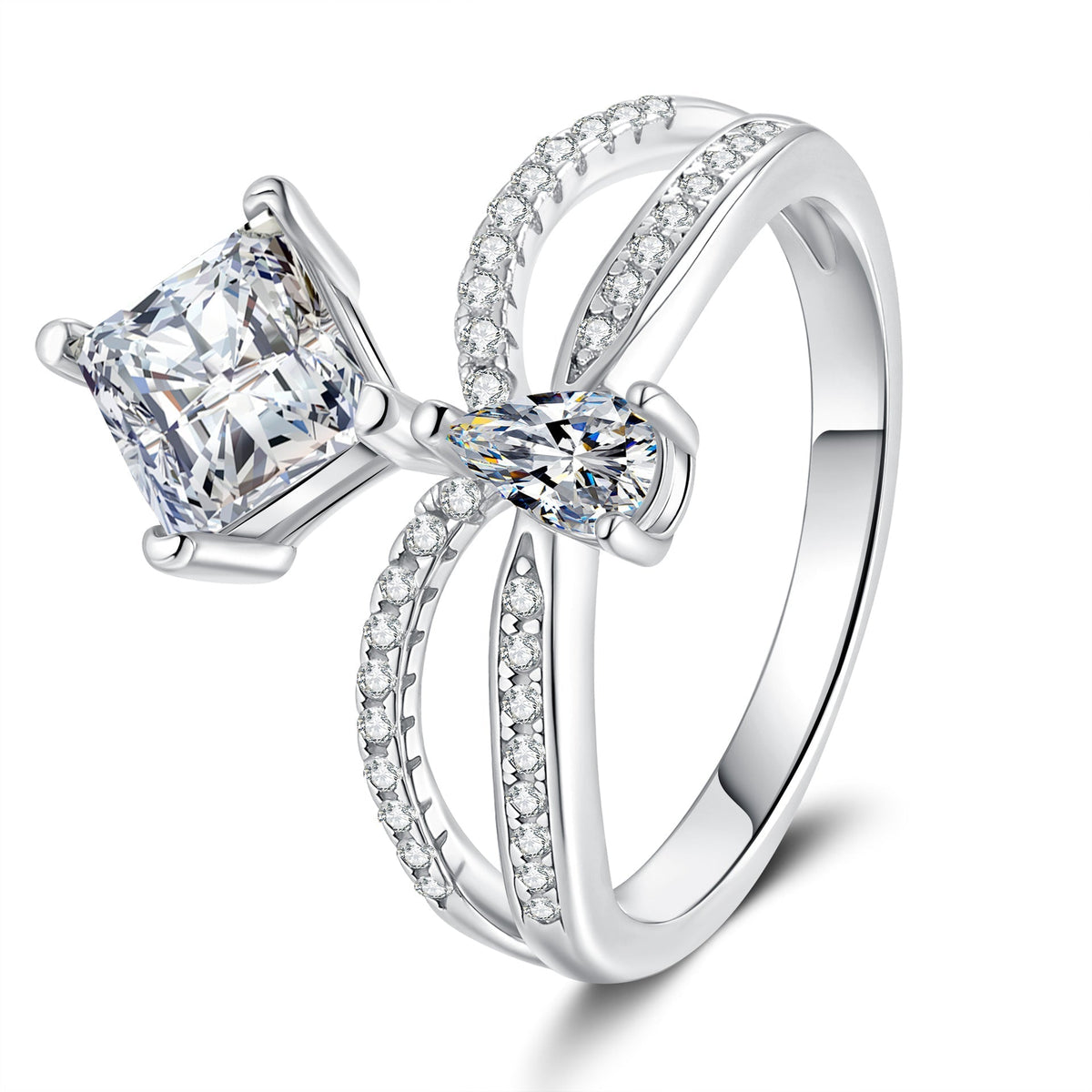[Bling Jewelry] ELEGANTES MOISSANIT-RING MIT DOPPELTER VERDREHUNG