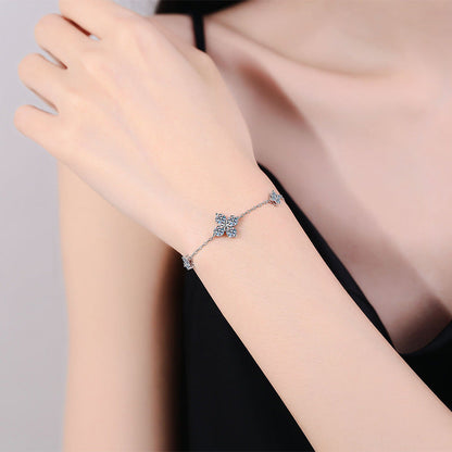 [Bling Jewelrys]CLOVER LUCKY CHARM MOISSANITE BRACELET