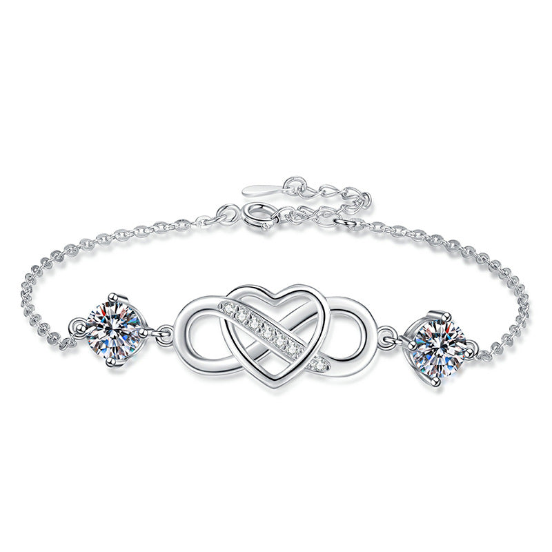 [Bling Jewelrys]DOUBLE-STONE "LOVE LINK" MOISSANITE BRACELET