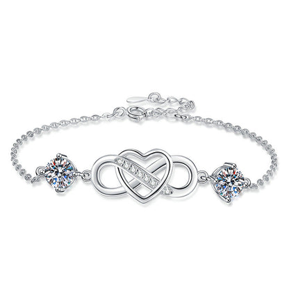 [Bling Jewelrys]DOUBLE-STONE "LOVE LINK" MOISSANITE BRACELET