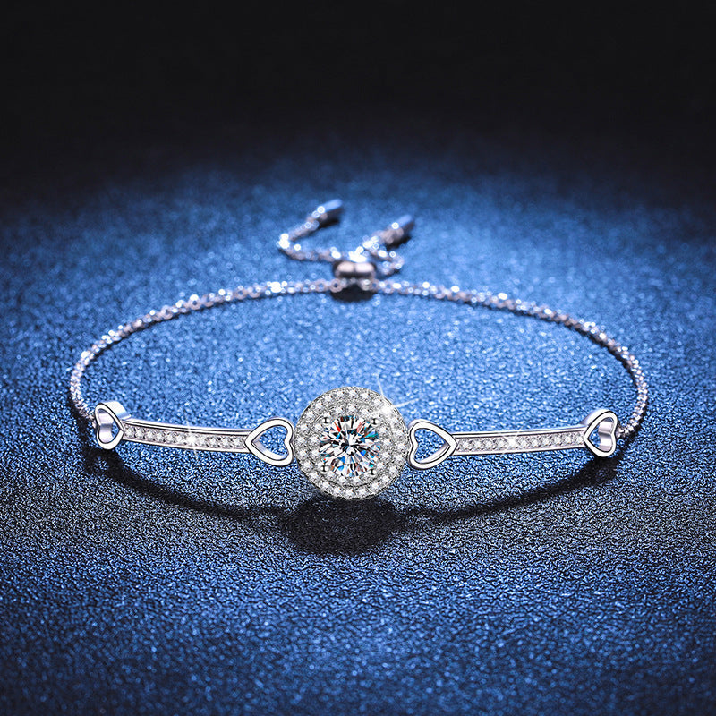 [Bling Jewelrys]INTERLOCKING HEART & CIRCLE MOISSANITE BRACELET