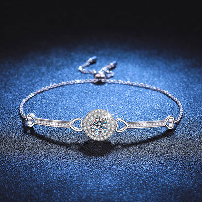 [Bling Jewelrys]INTERLOCKING HEART & CIRCLE MOISSANITE BRACELET