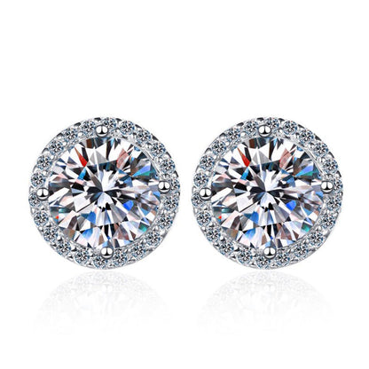 [Bling Jewelrys]CLASSIC 4-PRONG ROUND MOISSANITE STUD EARRINGS