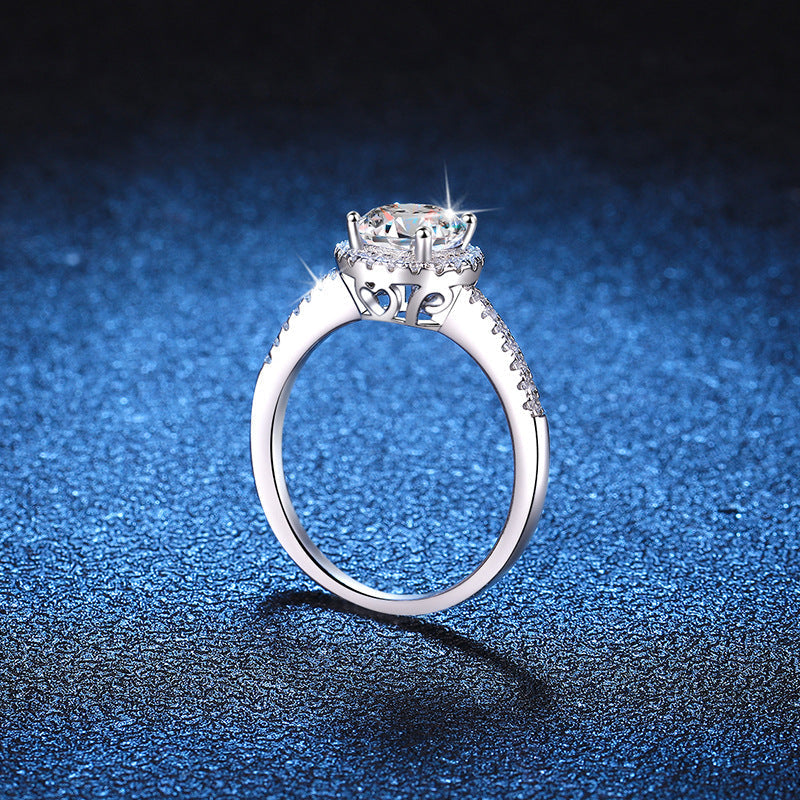 [Bling Jewelrys]RADIANT ROUND HALO MOISSANITE ENGAGEMENT RING