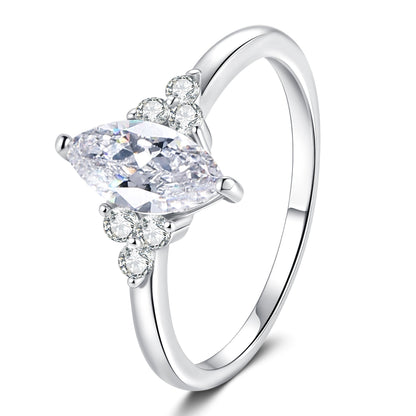 [Bling Jewelrys]ELEGANT MARQUISE CUT MOISSANITE RING WITH SIDE ACCENTS