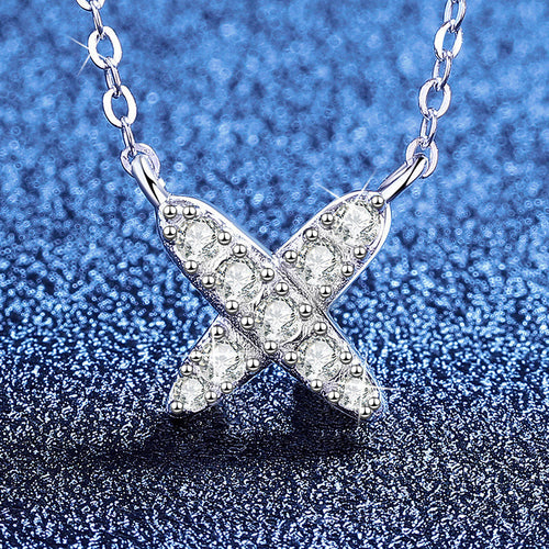 [Bling Jewelrys]MODERN X-SHAPE PAVÉ MOISSANITE NECKLACE