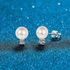 [Bling Jewelrys]ELEGANT NATURAL PEARL & MOISSANITE DROP EARRINGS