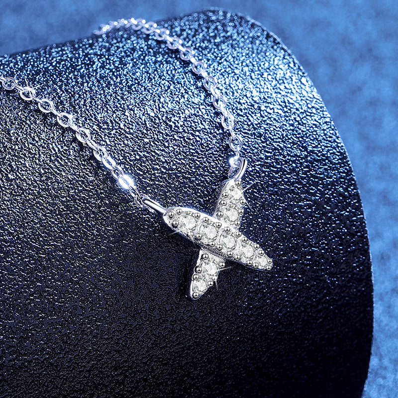[Bling Jewelrys]MODERN X-SHAPE PAVÉ MOISSANITE NECKLACE