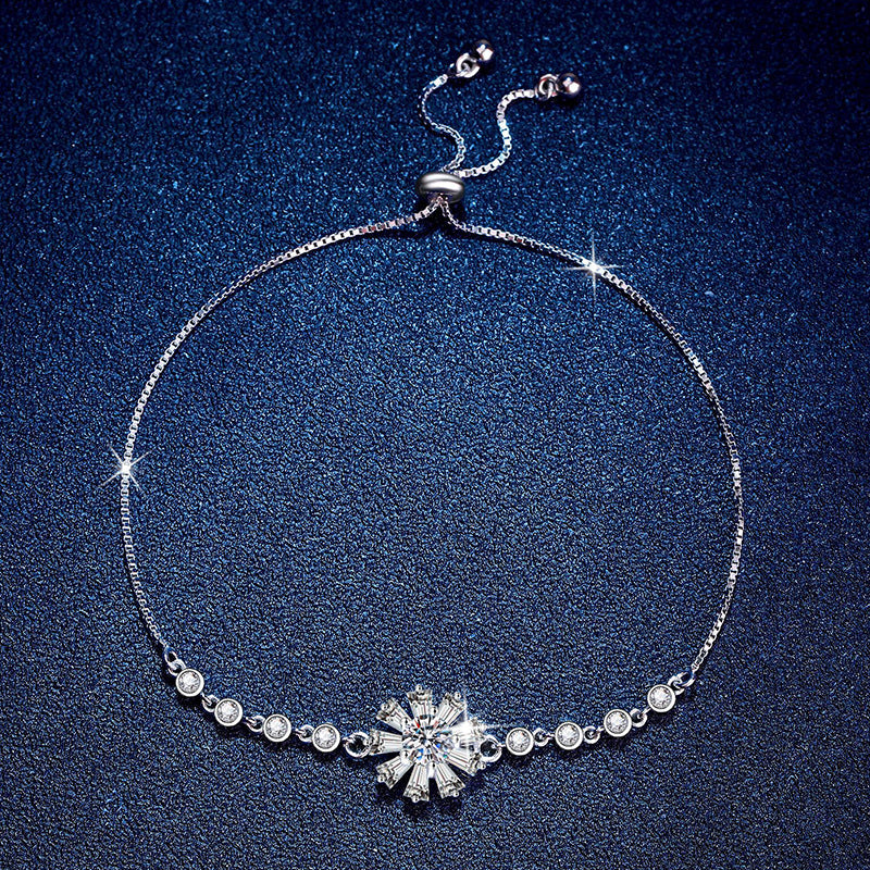 [Bling Jewelrys]RADIANT ICY CRYSTAL SUNFLOWER MOISSANITE BRACELET