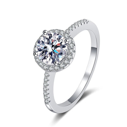 [Bling Jewelrys]RADIANT ROUND HALO MOISSANITE ENGAGEMENT RING
