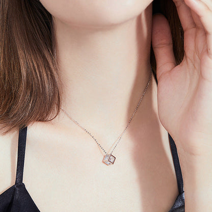 [Bling Jewelrys]GEOMETRISCHE ZUCKERWÜRFEL-MOISSANIT-HALSKETTE