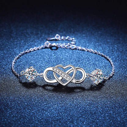 [Bling Jewelrys]DOUBLE-STONE "LOVE LINK" MOISSANITE BRACELET