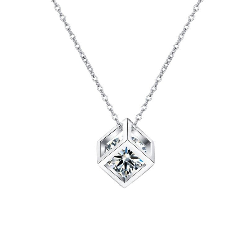 [Bling Jewelrys]GEOMETRISCHE ZUCKERWÜRFEL-MOISSANIT-HALSKETTE