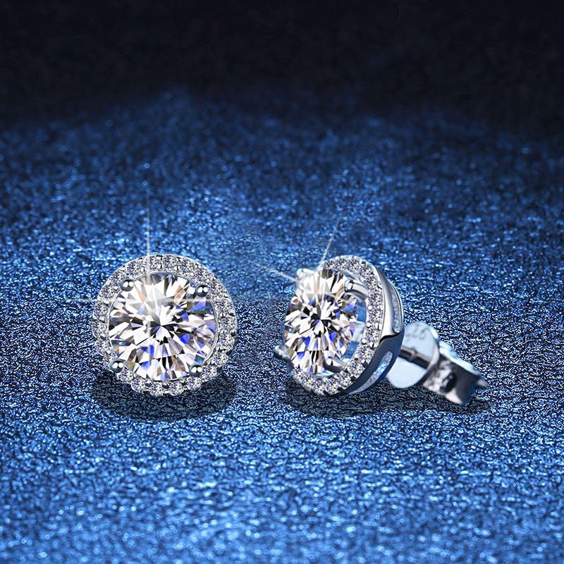[Bling Jewelrys]CLASSIC 4-PRONG ROUND MOISSANITE STUD EARRINGS