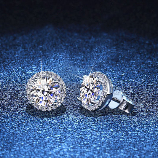 [Bling Jewelrys]CLASSIC 4-PRONG ROUND MOISSANITE STUD EARRINGS