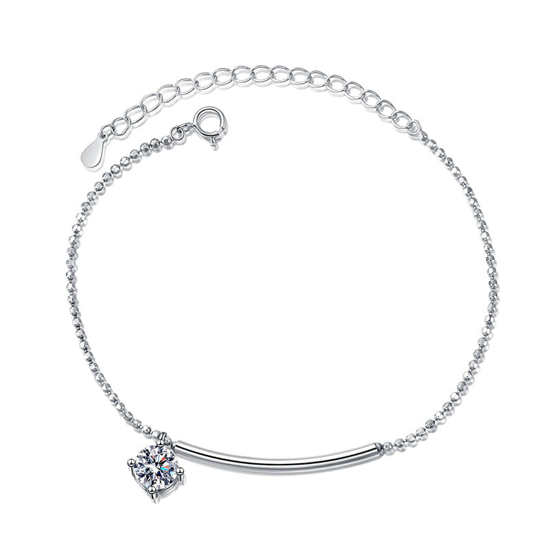 [Bling Jewelrys]ELEGANT HALF-MOON CURVE MOISSANITE BRACELET