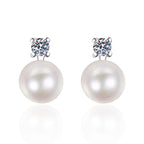 [Bling Jewelrys]ELEGANT NATURAL PEARL & MOISSANITE DROP EARRINGS