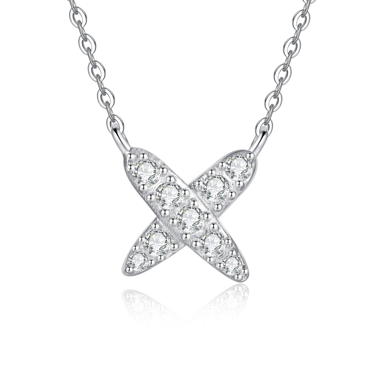 [Bling Jewelrys]MODERN X-SHAPE PAVÉ MOISSANITE NECKLACE