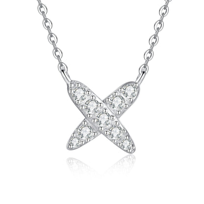 [Bling Jewelrys]MODERN X-SHAPE PAVÉ MOISSANITE NECKLACE